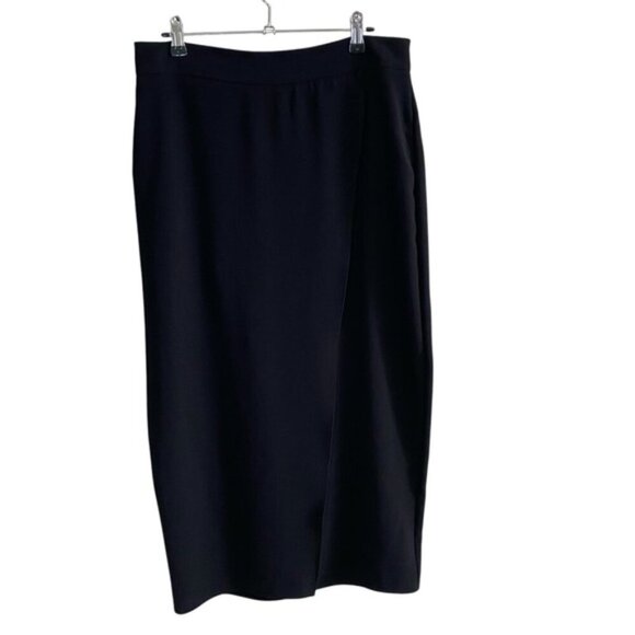 Zara - Black Faux Wrap Midi Skirt - L - NWT - Picture 3 of 9